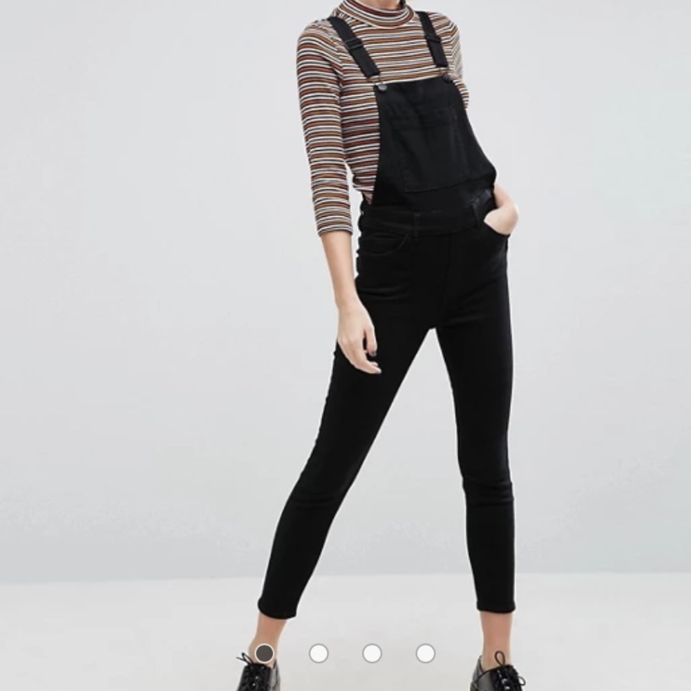 Black skinny jean overalls